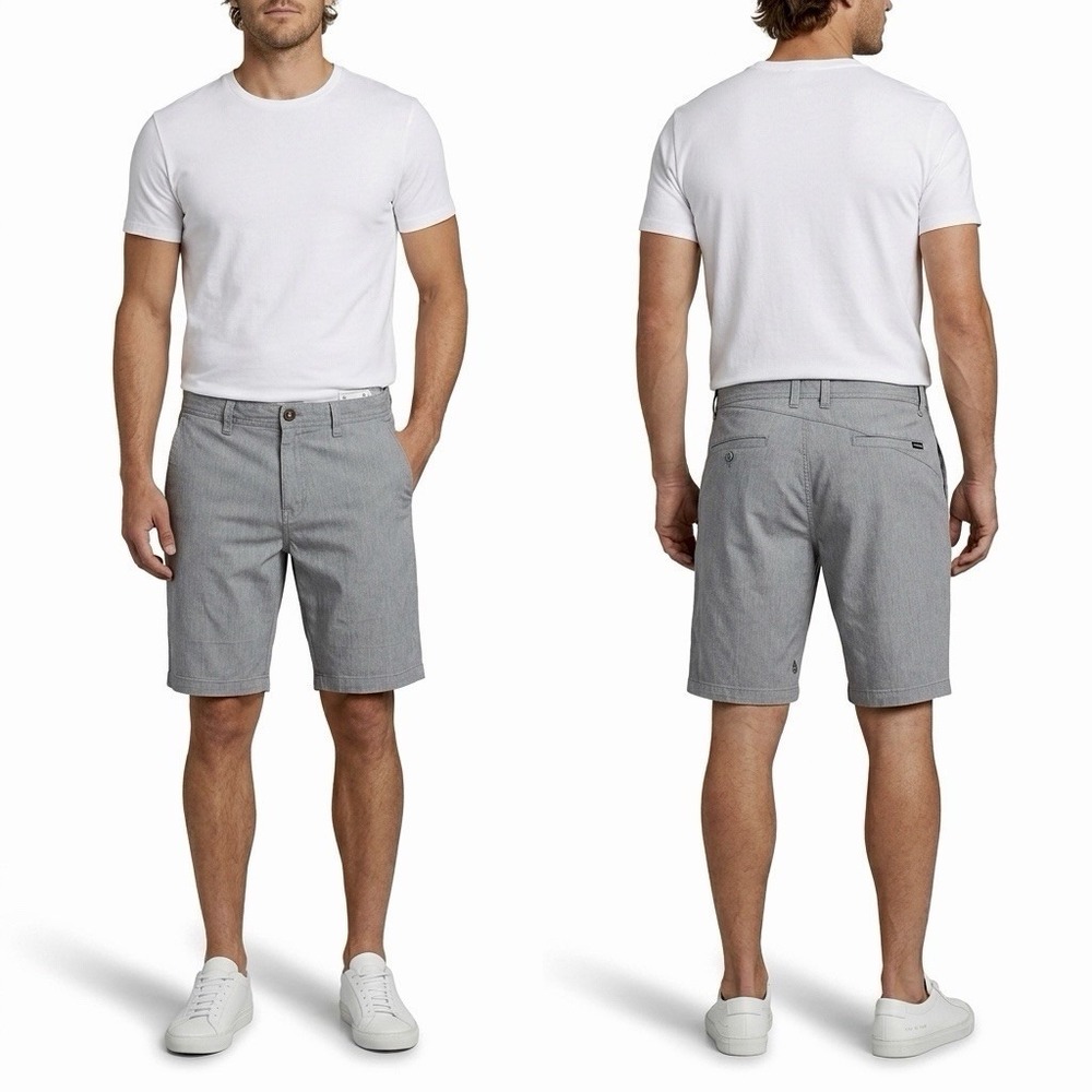 Volcom V-Monty Stretch Chino Shorts Heather Gray Mens Size 34 Walkshorts
